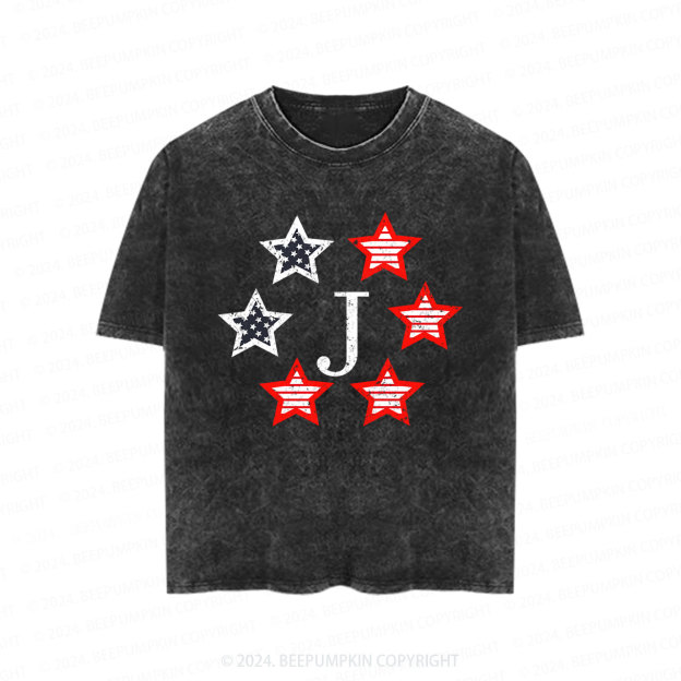 Monogrammed Embroidered Stars Toddler&Kids Washed Tees         