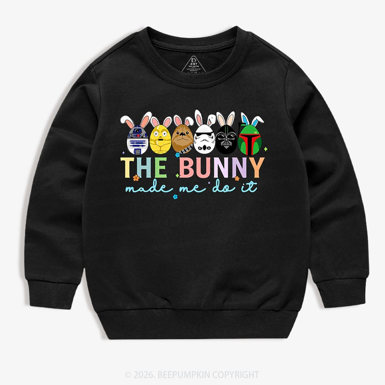 Cute Cartoon Characters Happy Easter Kid's Sweatshirt