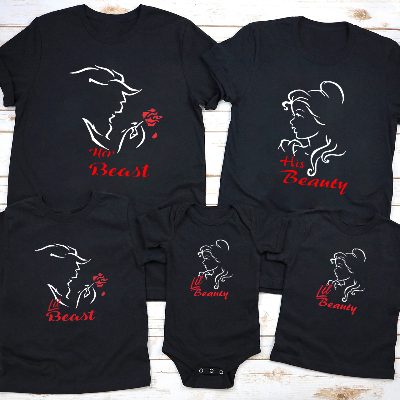 Beauty And Beast Valentine Family Matching Shirts