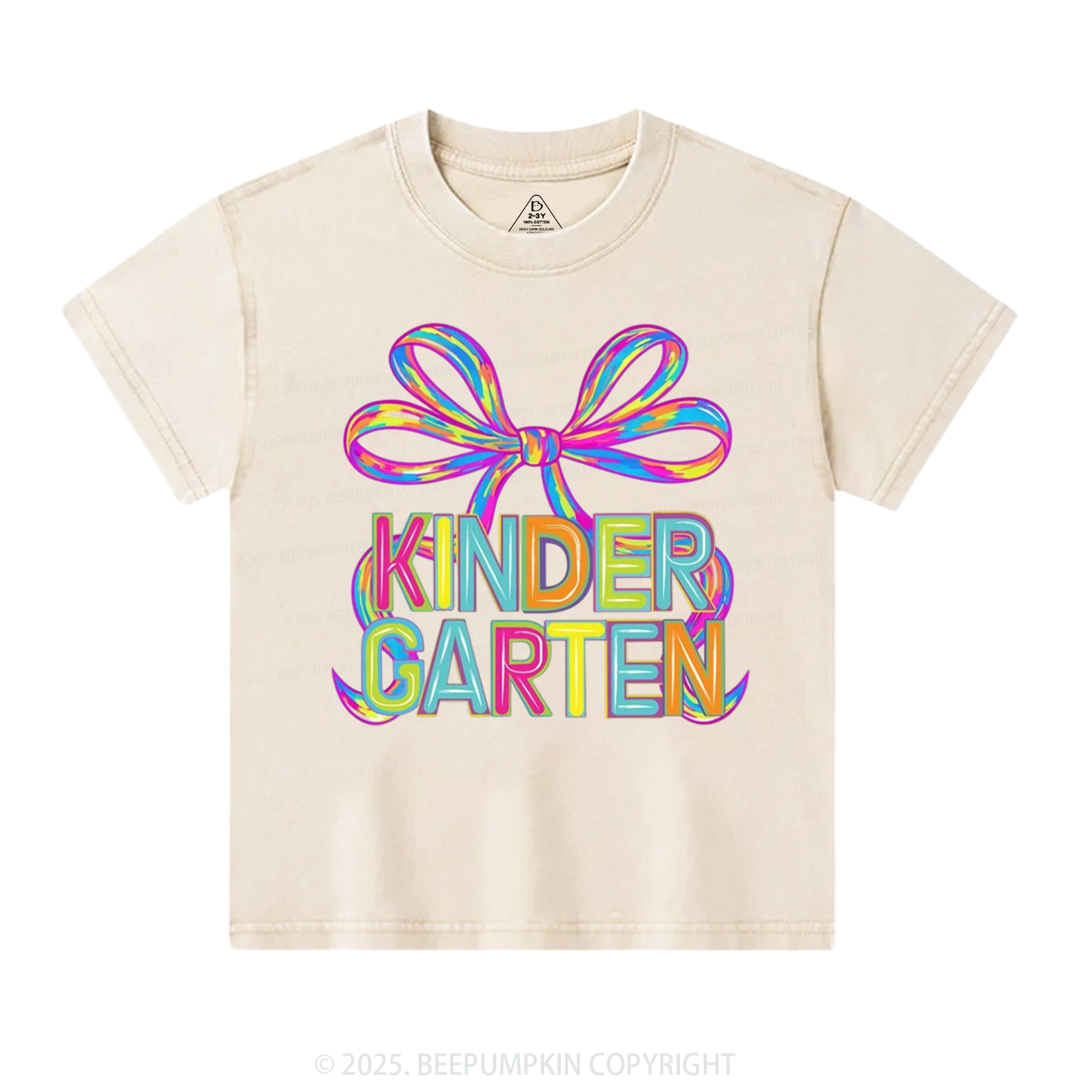 Personalized Rainbow Ribbons Grade Toddler&Kids Washed Tees