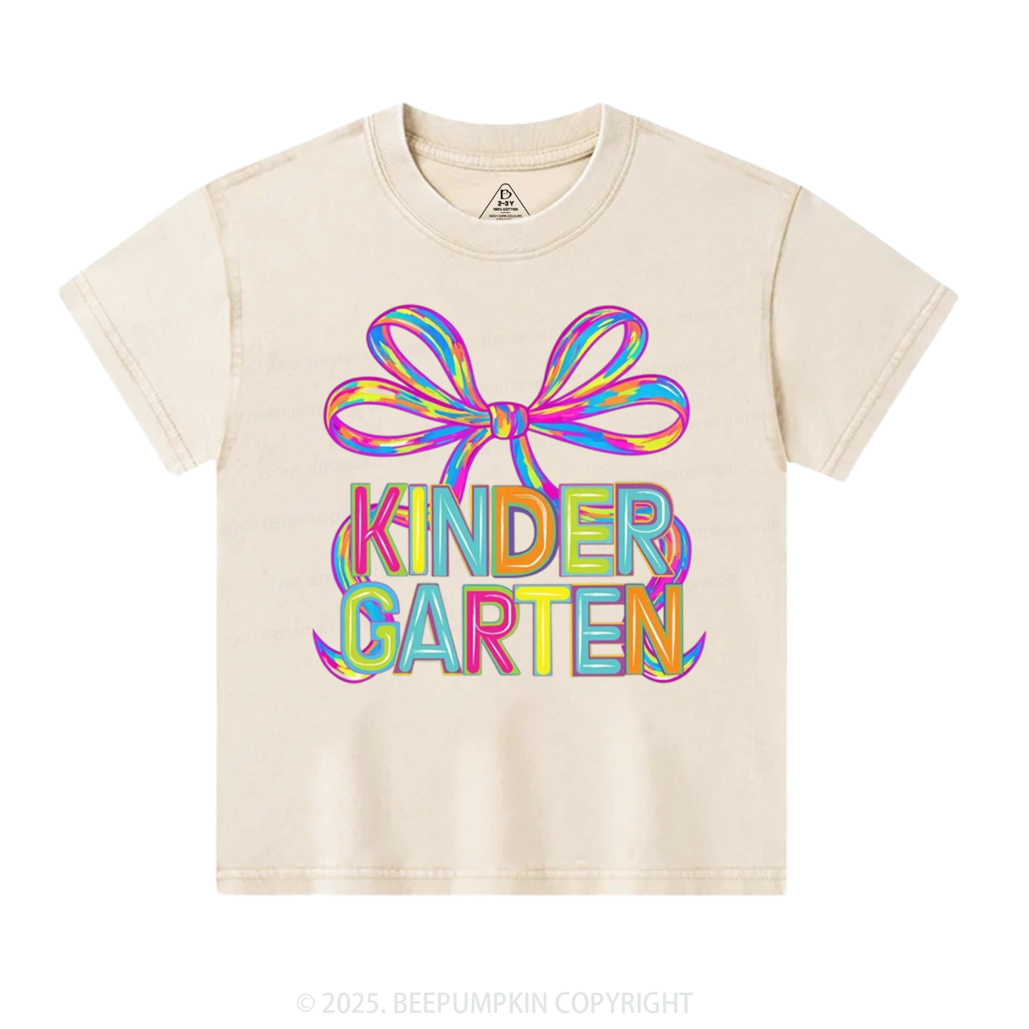 Personalized Rainbow Ribbons Grade Toddler&Kids Washed Tees