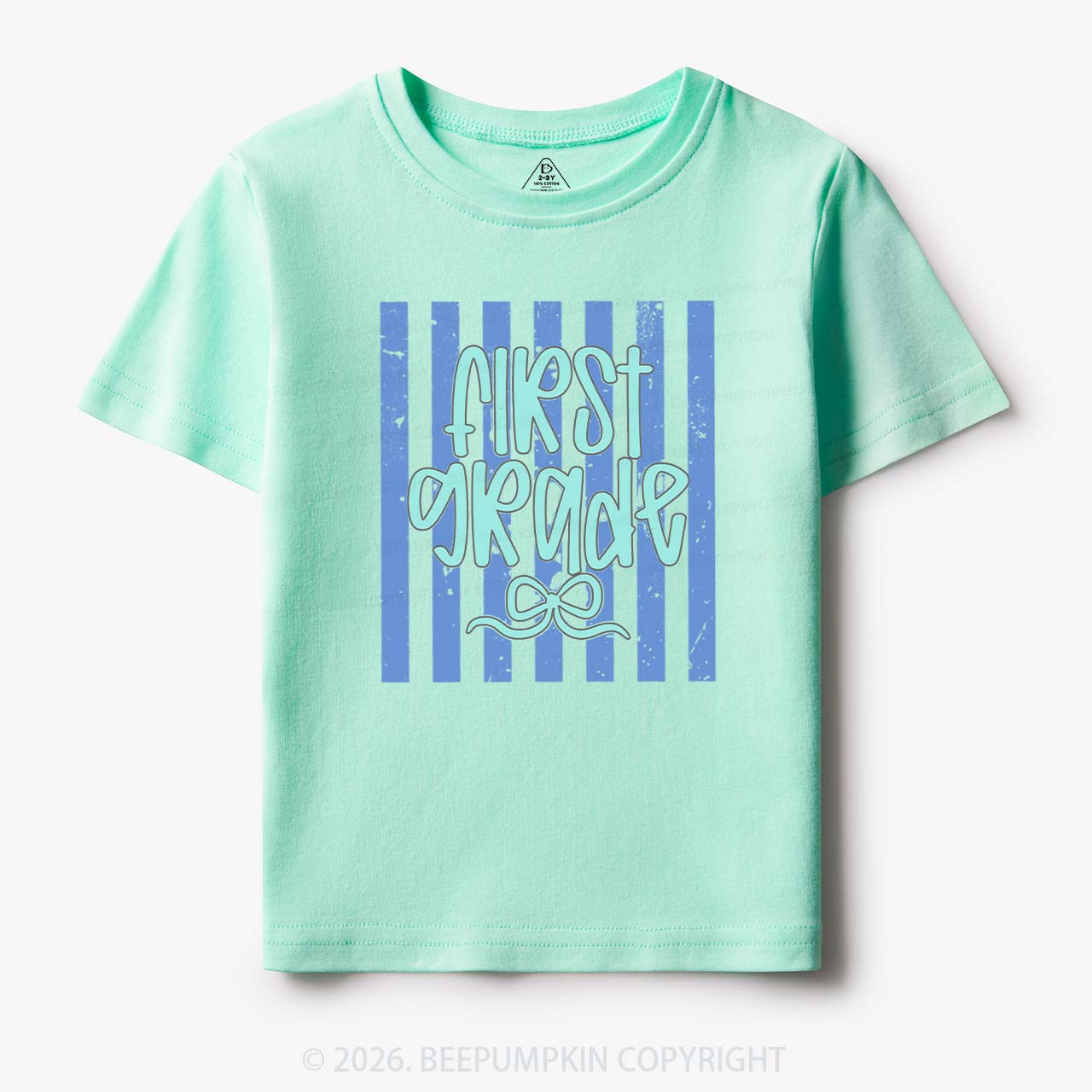 Colorful Stripes First Grade Cutie Bow Toddler&Kid's Tees