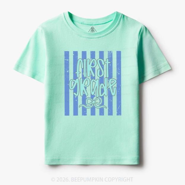 Colorful Stripes First Grade Cutie Bow Toddler&Kid's Tees