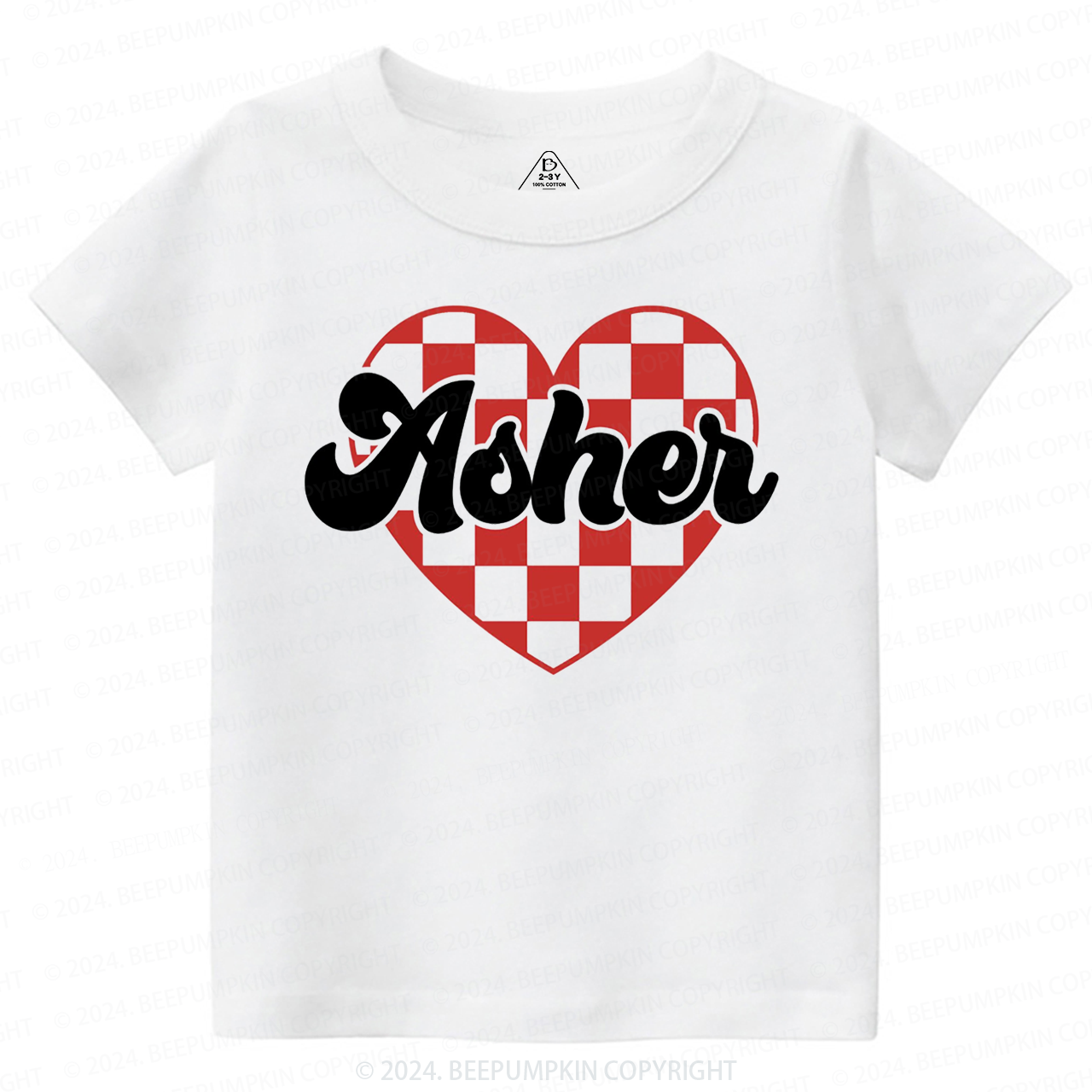 Personalized Heart Valentines Day Toddler&Kids Tees Beepumpkin