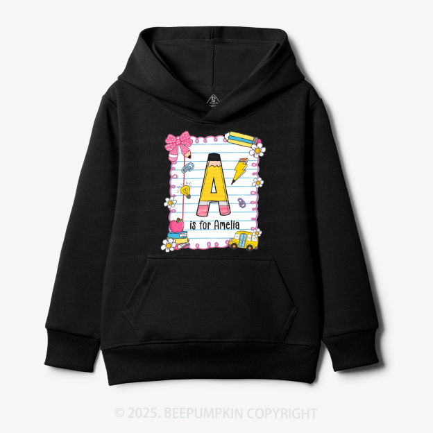 Personalized Alphabet Pencil Name Kid's Hoodies Beepumpkin