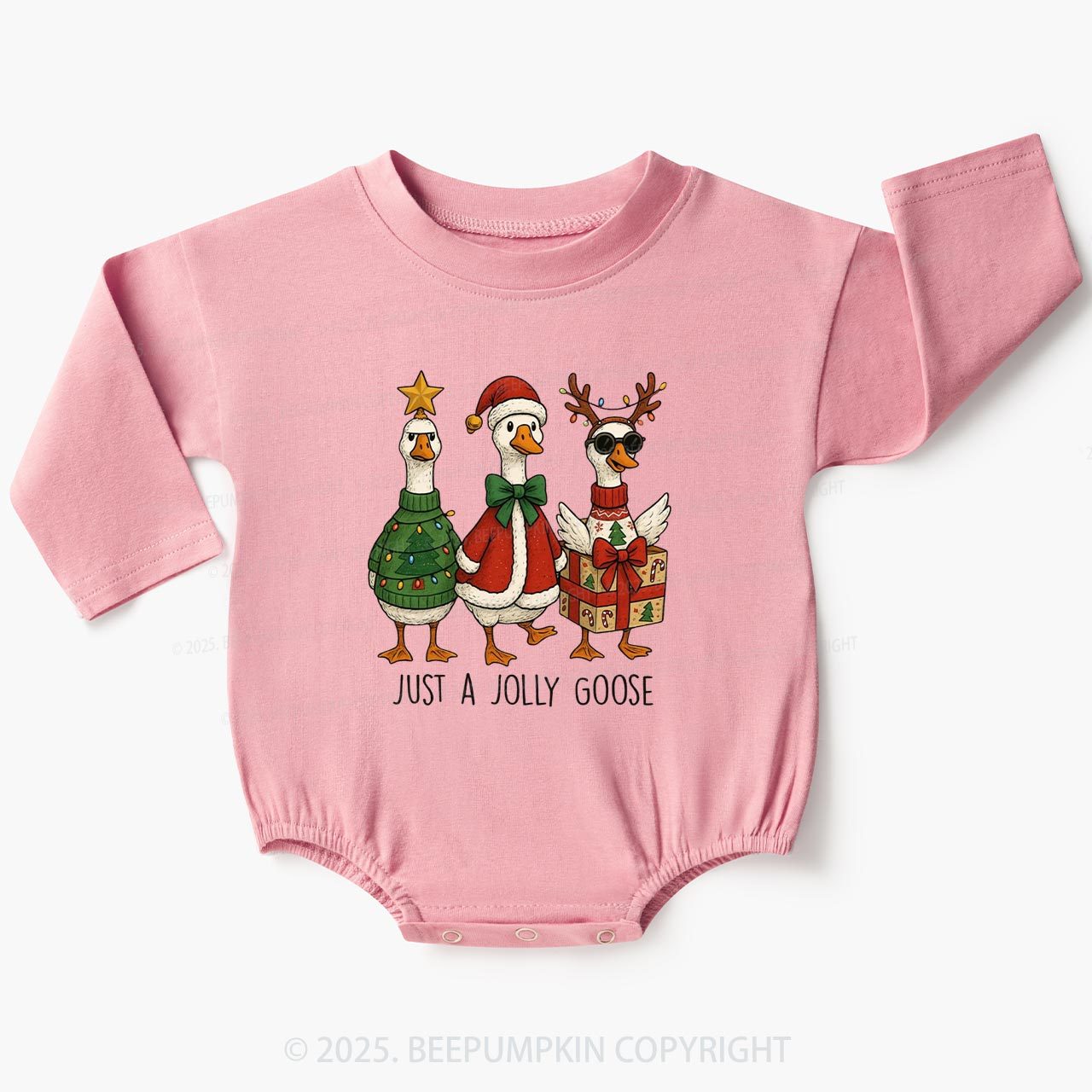 Silly Goose Girly Christmas Baby Bubble Romper Beepumpkin