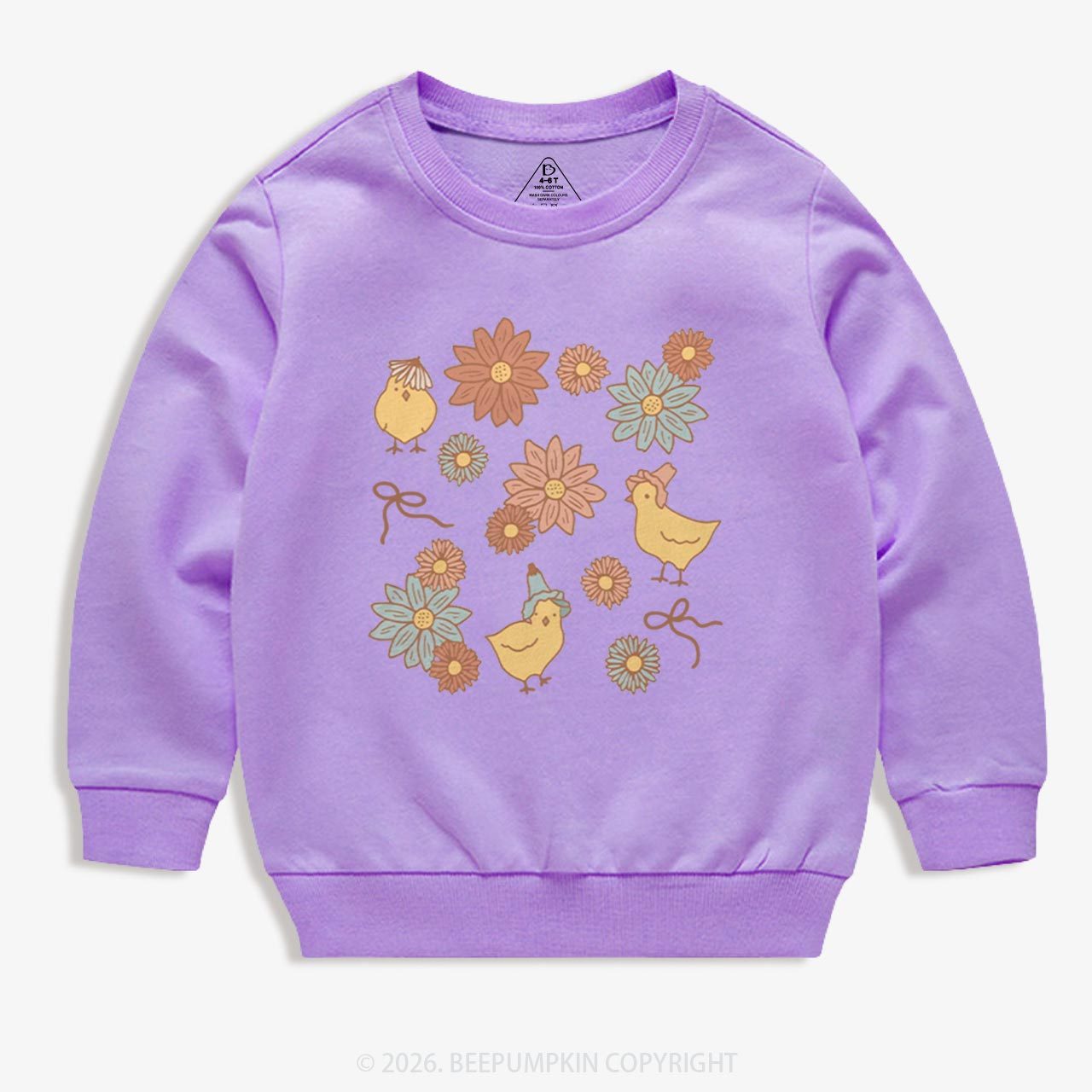 Farm Flower Chicks Kid's Sweatshirt