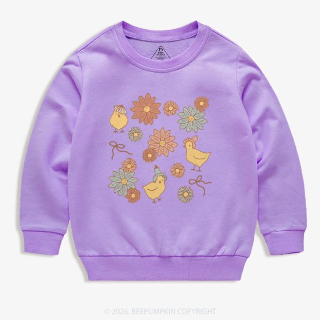 Farm Flower Chicks Kid's Sweatshirt