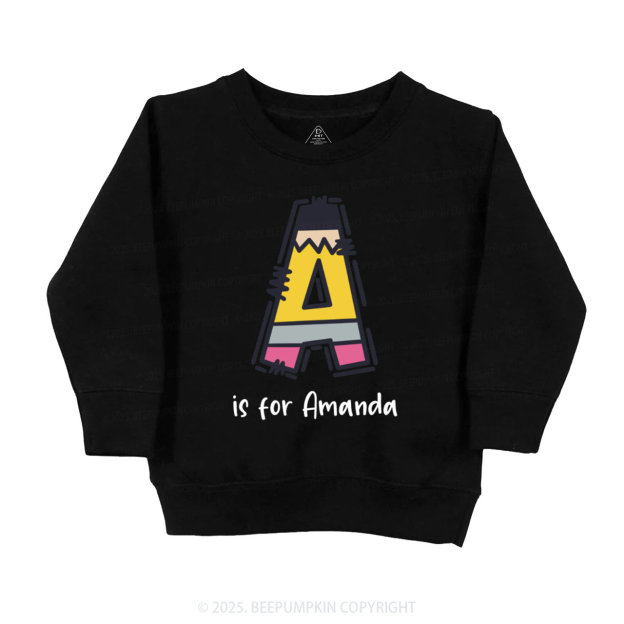 Personalized Pencil Letter Kid's Sweatshirt