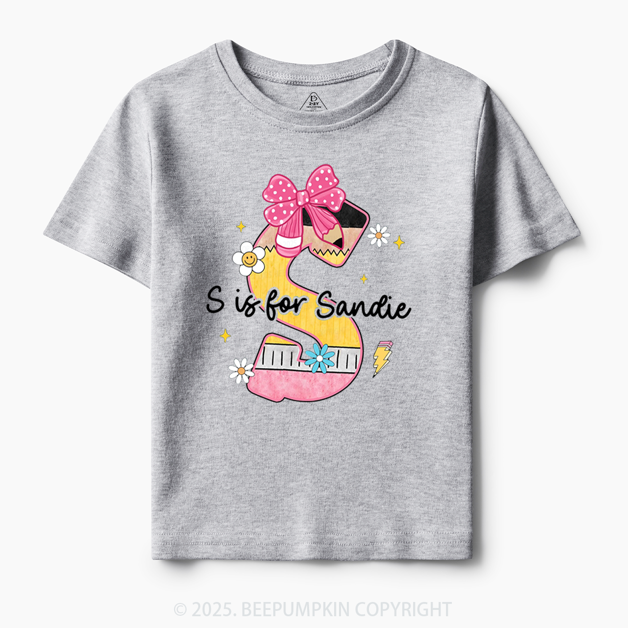 Personalized Pencil Bow Name Toddler&Kid's Tees Beepumpkin