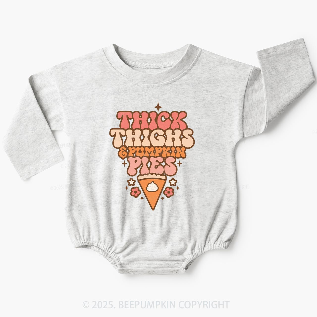 Thick Thighs Pumpkin Pies Baby Bubble Romper Beepumpkin