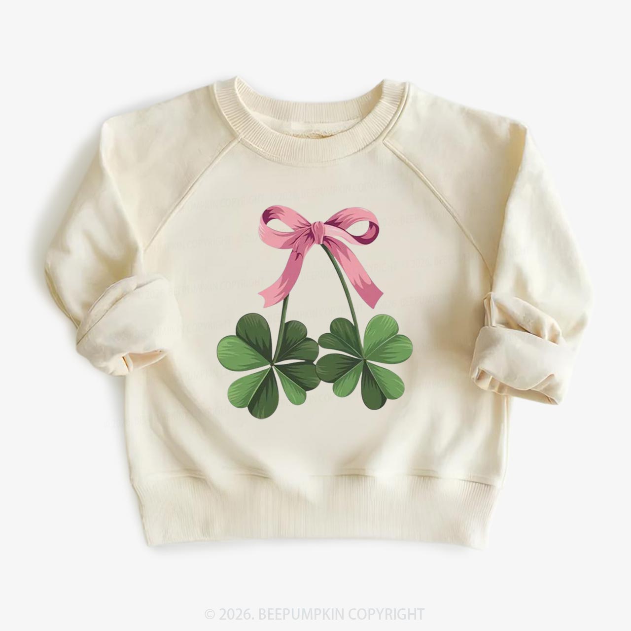Lucky Shamrock Bow St Patrick's Day Kid's Sweatshirt