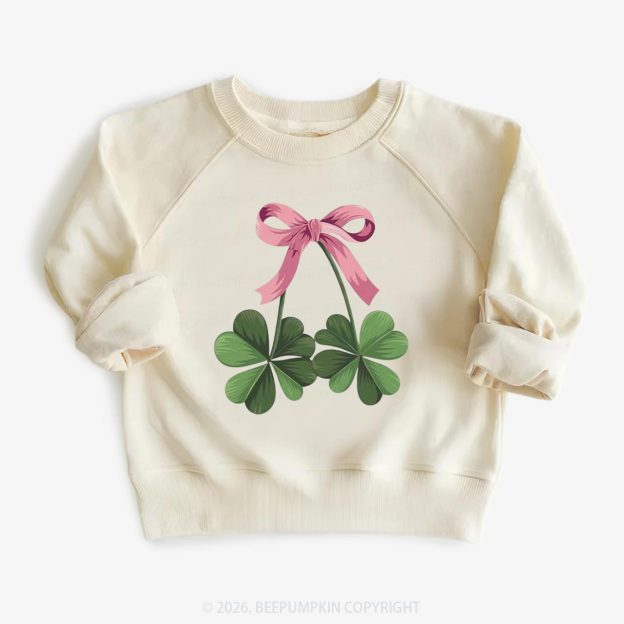 Lucky Shamrock Bow St Patrick's Day Kid's Sweatshirt