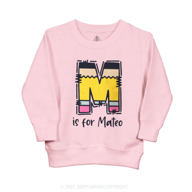 Personalized Pencil Letter Kid's Sweatshirt