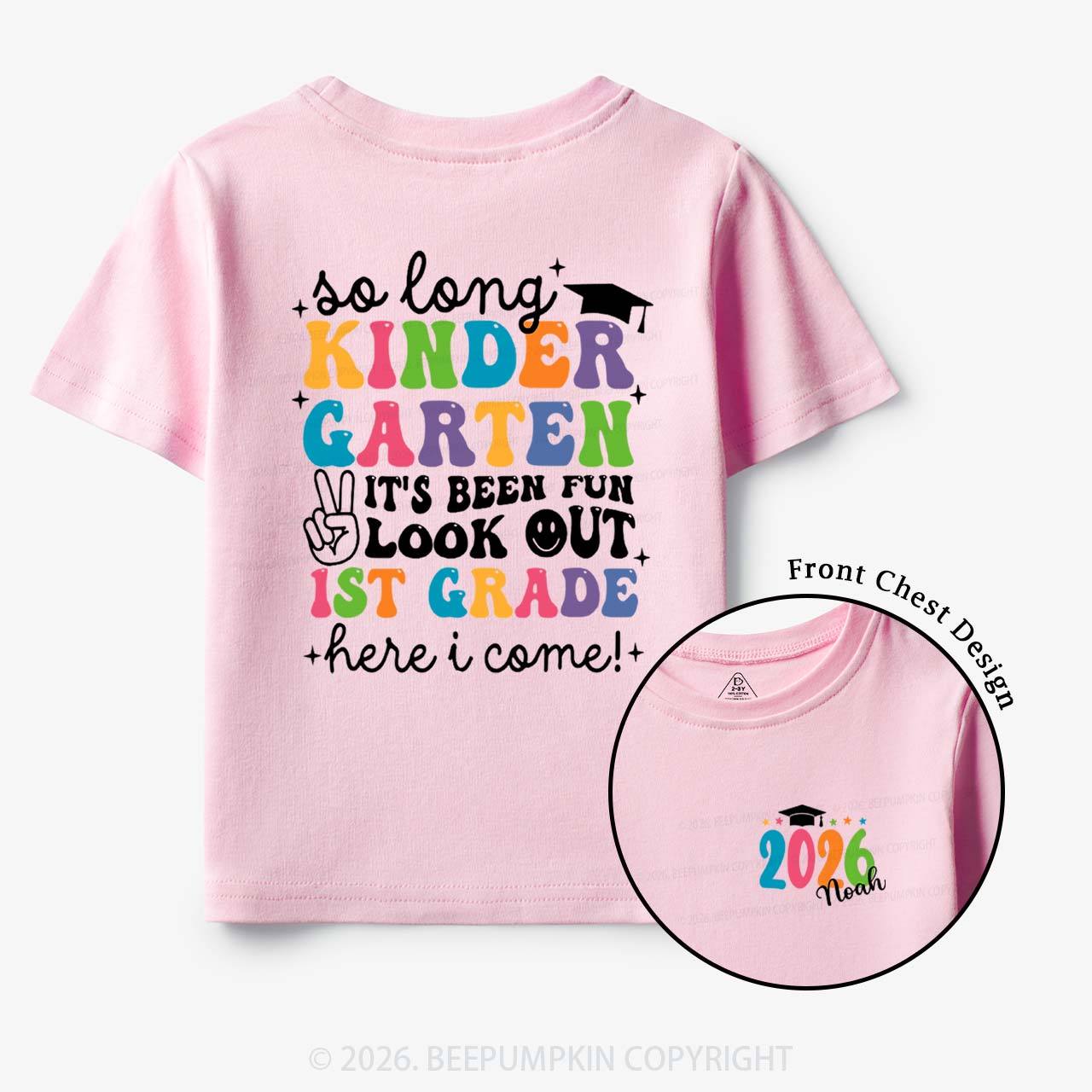 Personalized Name So Long Kindergarten Hello 1st Grade Toddler&Kid's Tees