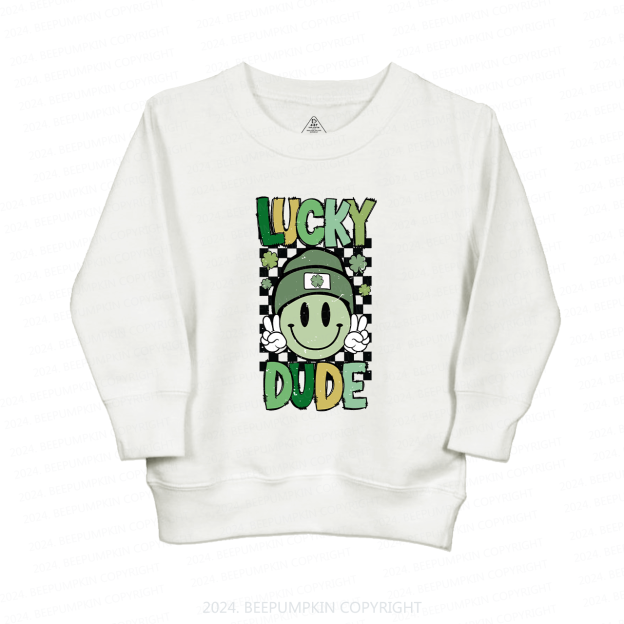 Retro Lucky Dude St.Patricks Day Kids Sweatshirt