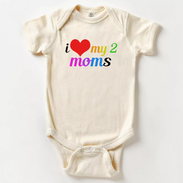 I Love My 2 Moms LGBTQ  Bodysuit Beepumpkin