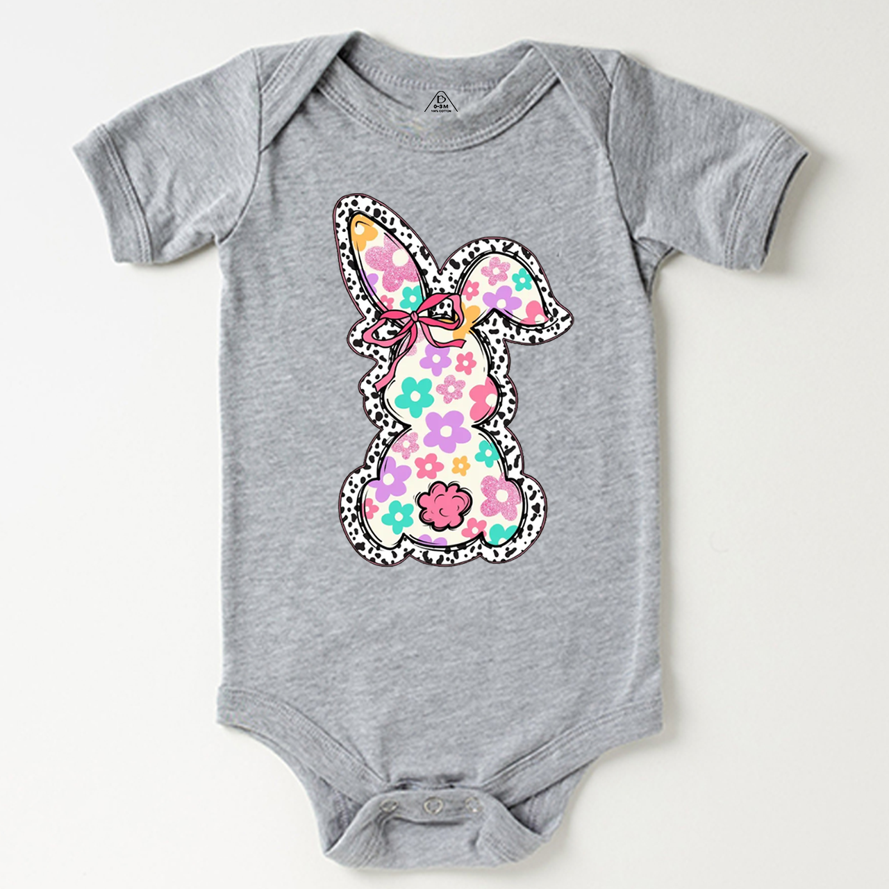 Retro Floral Easter Bunny Bodysuit Beepumpkin