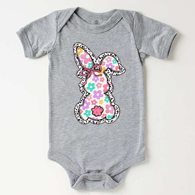 Retro Floral Easter Bunny Bodysuit Beepumpkin