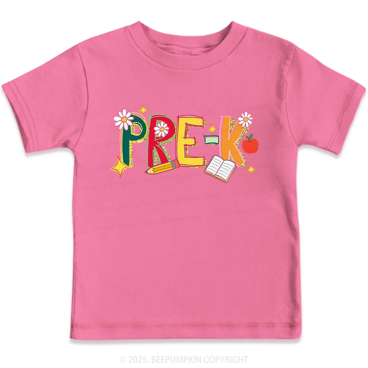 Personalized Girly Floral Kindergarten Neon School Toddler&Kid's Tees Beepumpkin