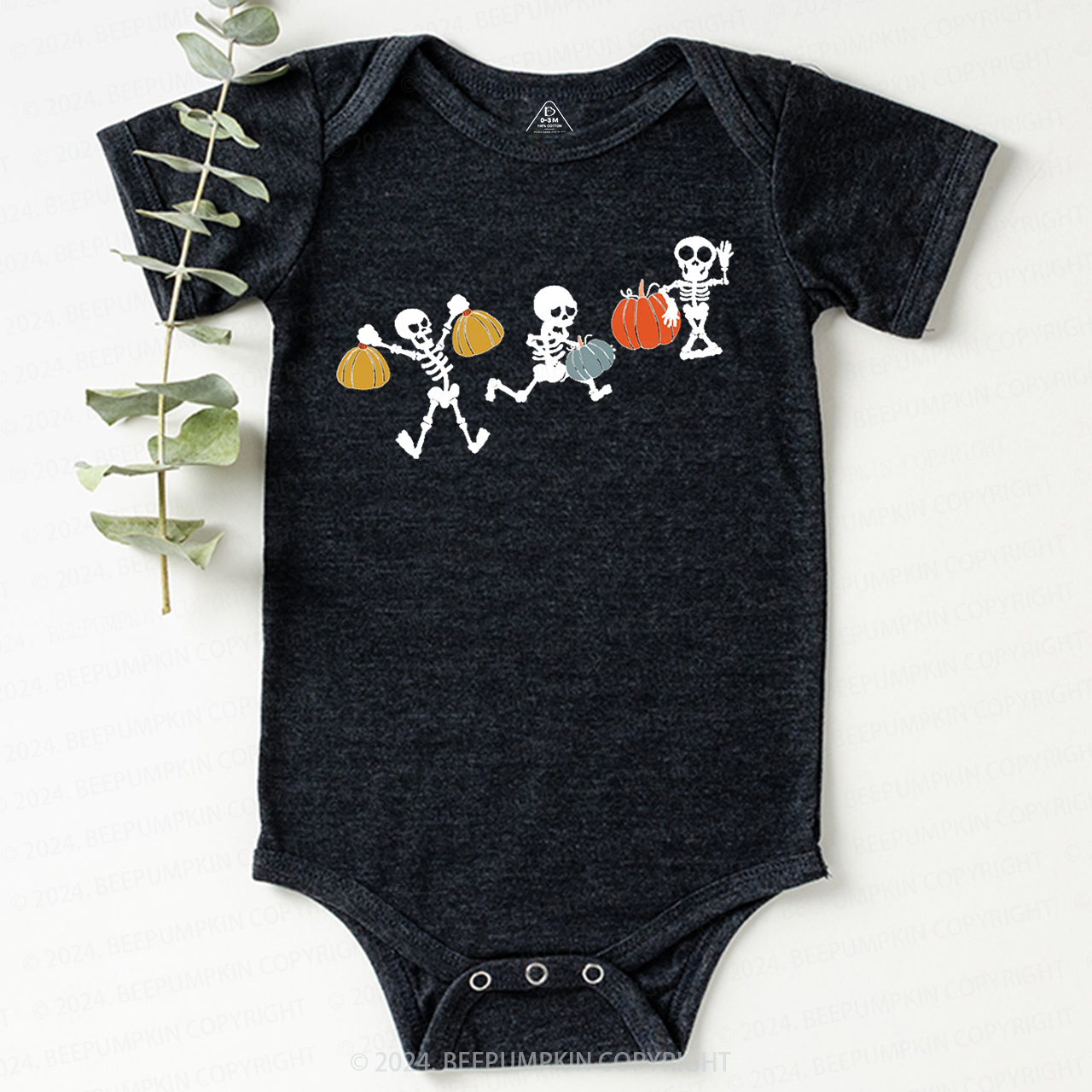Funny Sportive Skeletons With Pumpkins Baby Bodysuits 