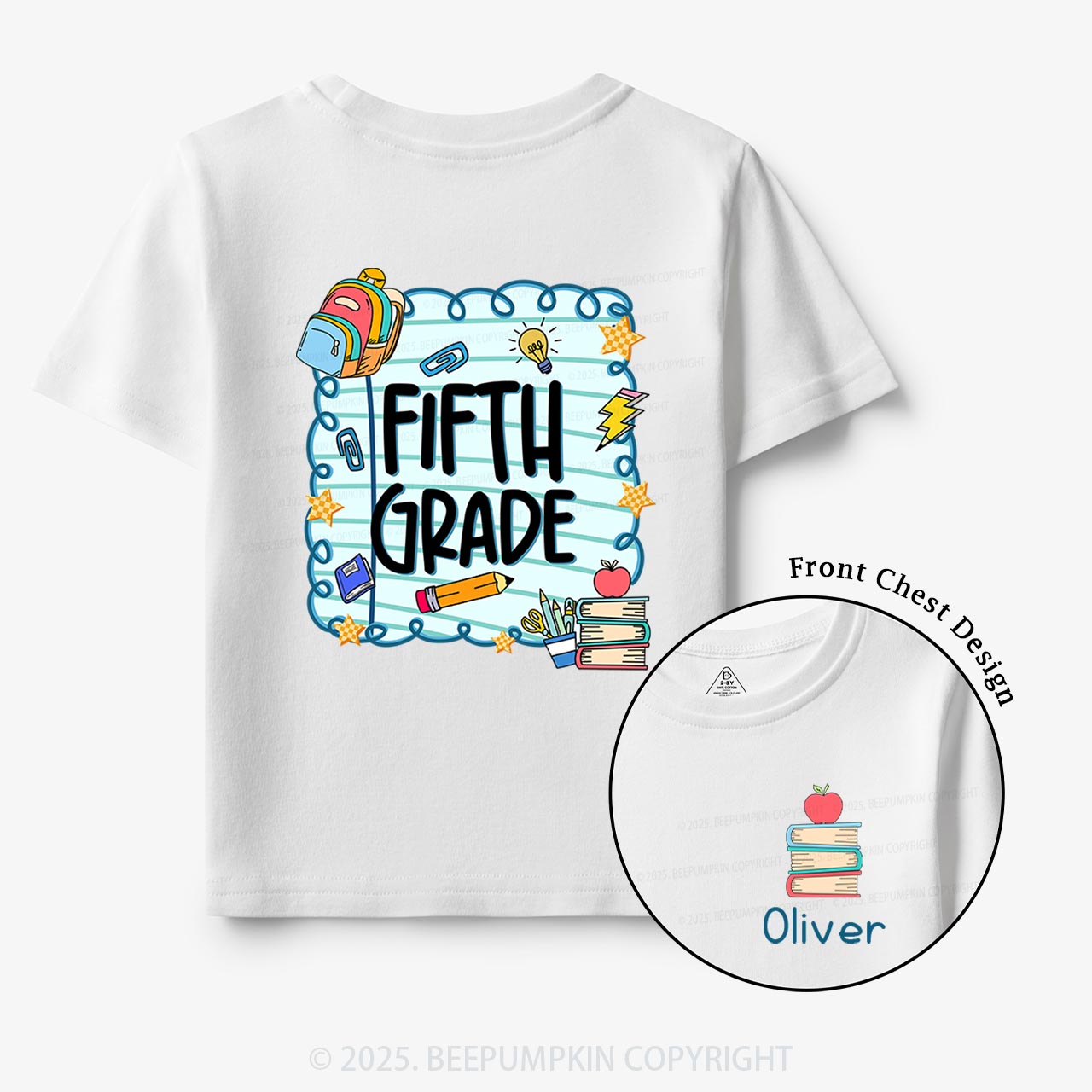 Personalized Apple Book Learning Toddler&Kid's Tees Beepumpkin
