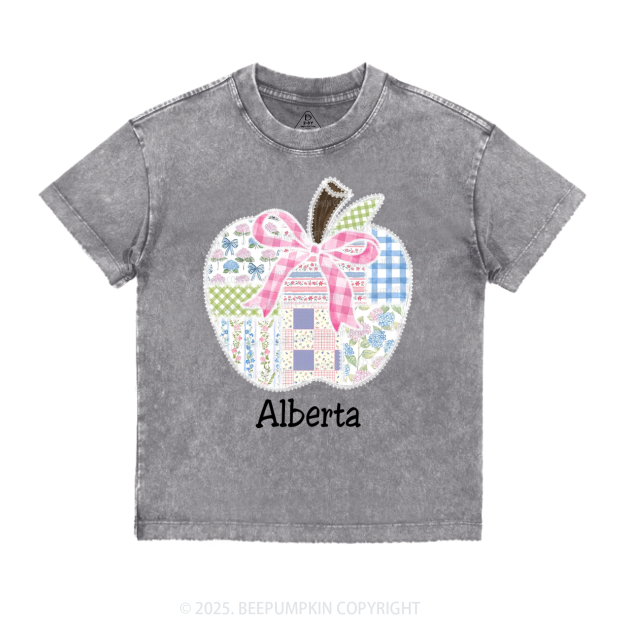 Personalized Lace Apple Name Toddler&Kids Washed Tees