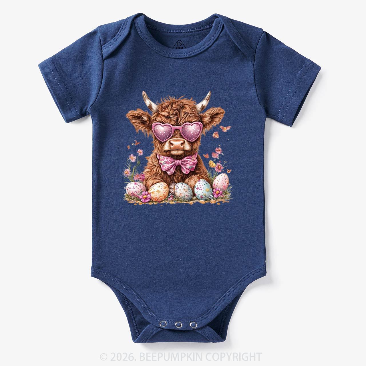 Easter Day Highland Cow Bodysuit