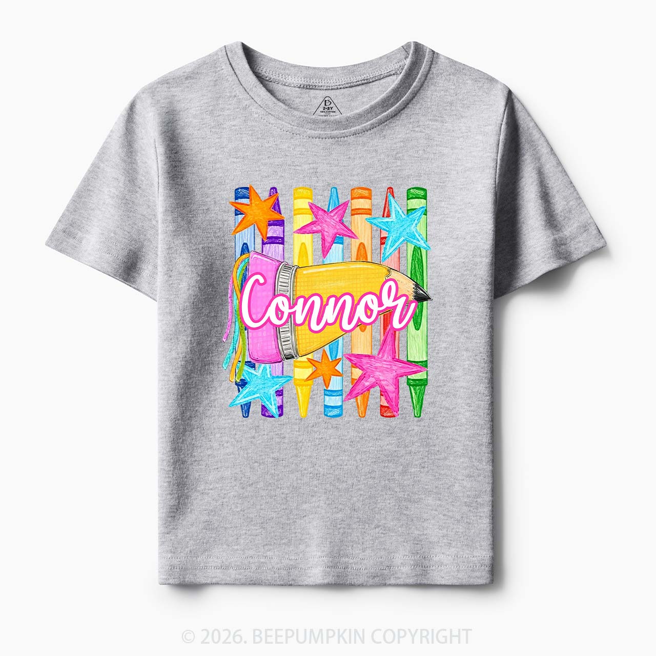 Personalized Name Striped Pencil Crayon Toddler&Kid's Tees