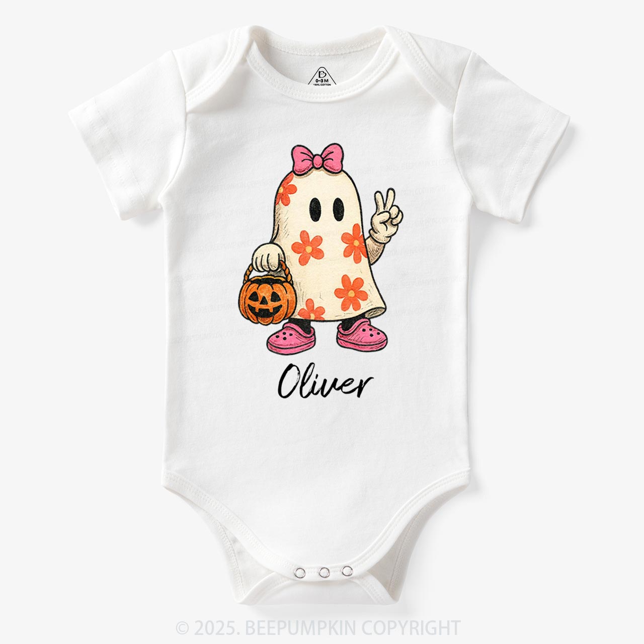 Personalized Boo Ghost Halloween Bodysuit Beepumpkin