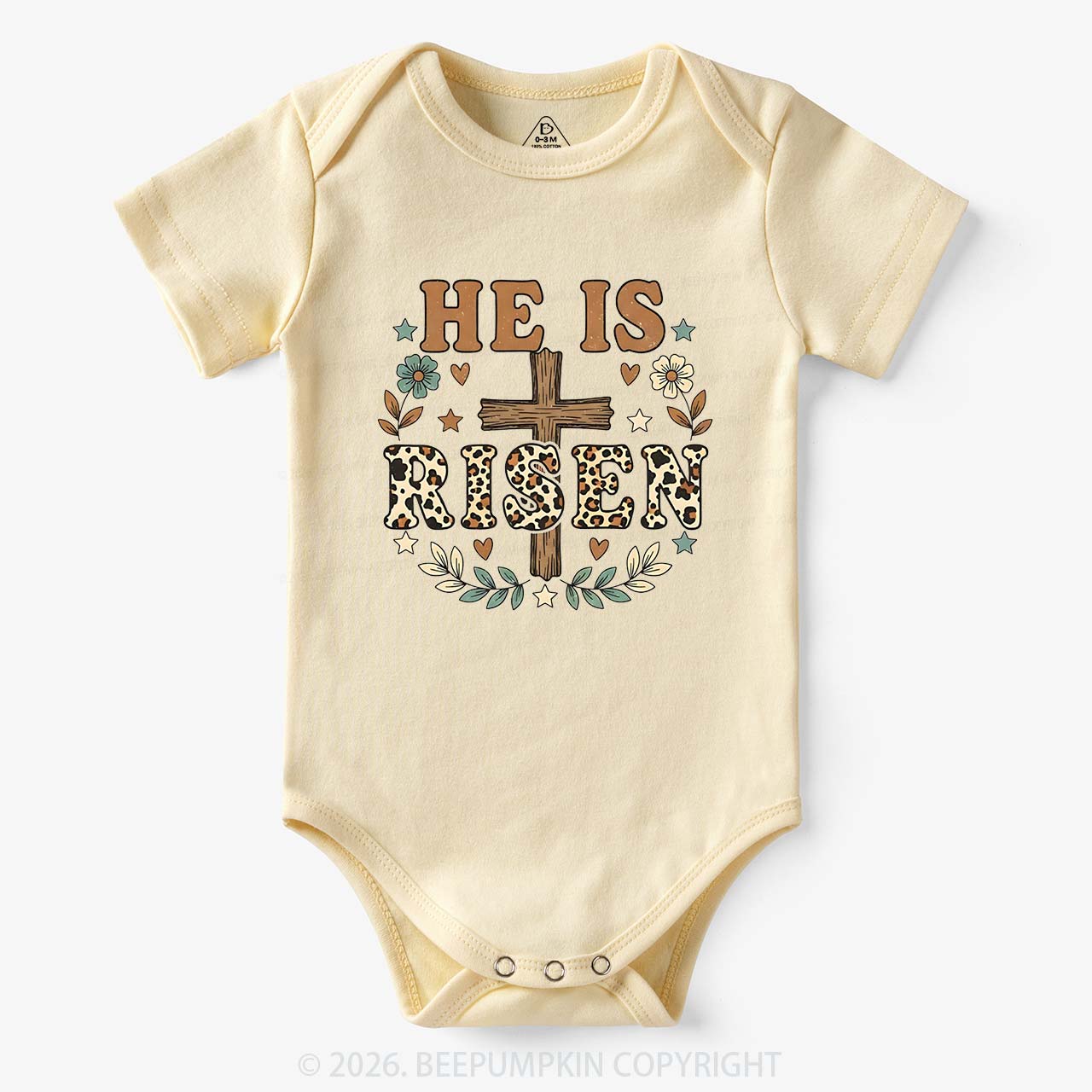 Wild Faith Leopard Cross Baby Bodysuit