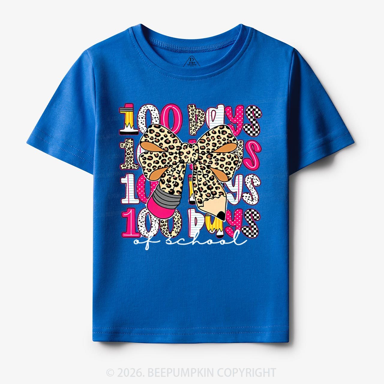 Leopard Love 100 Days Of  School Edition Toddler&Kid's Tees Beepumpkin