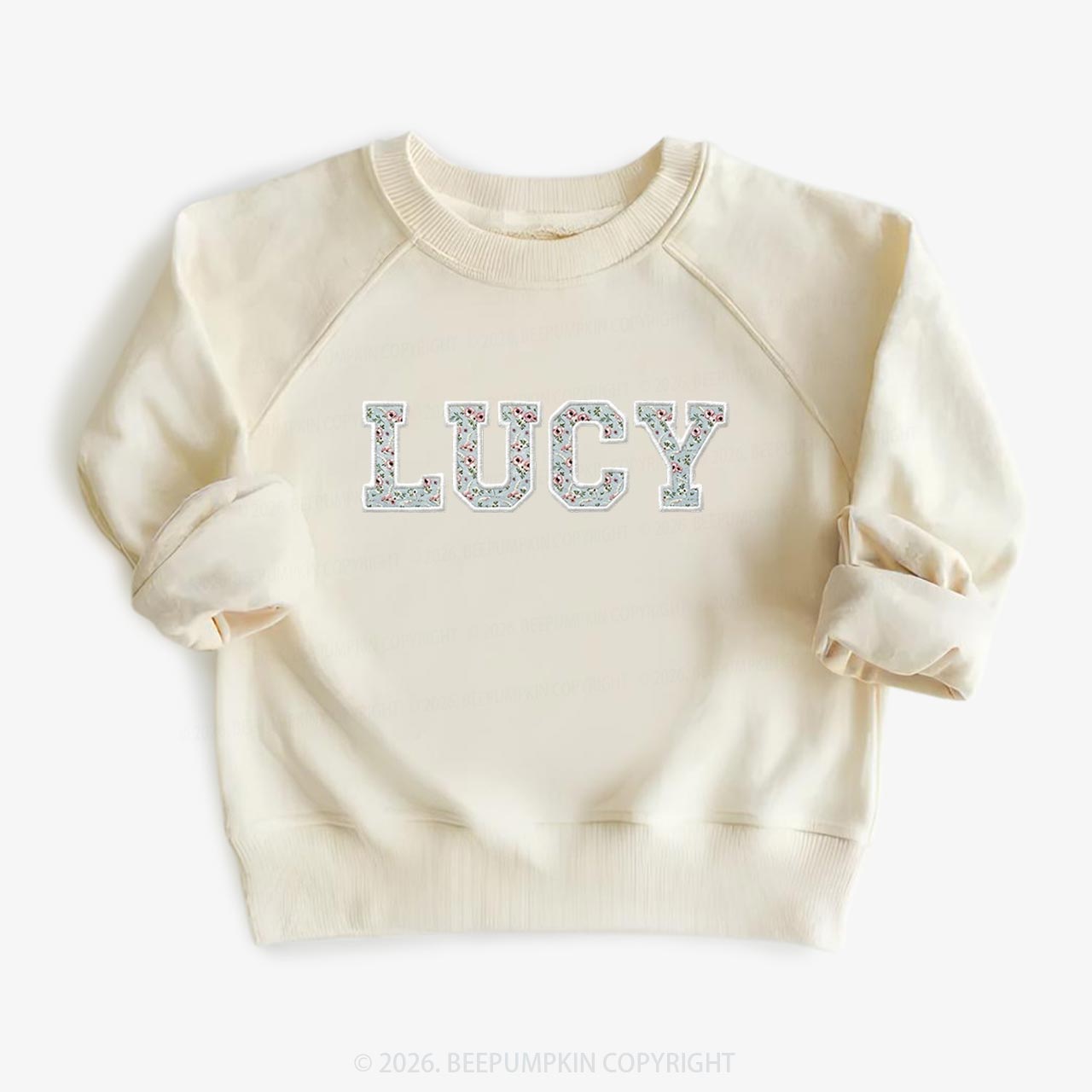 Personalized Vintage Blue Rose Applique Toddler&Kid's Sweatshirt