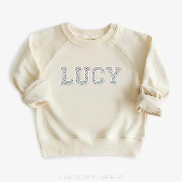 Personalized Vintage Blue Rose Applique Toddler&Kid's Sweatshirt
