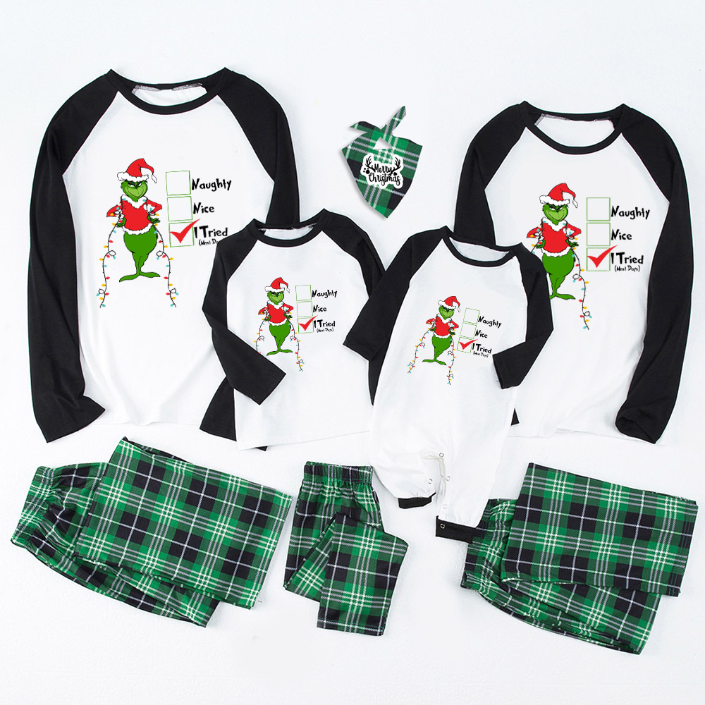 Naughty Nice I Tried Christmas Family Pajamas