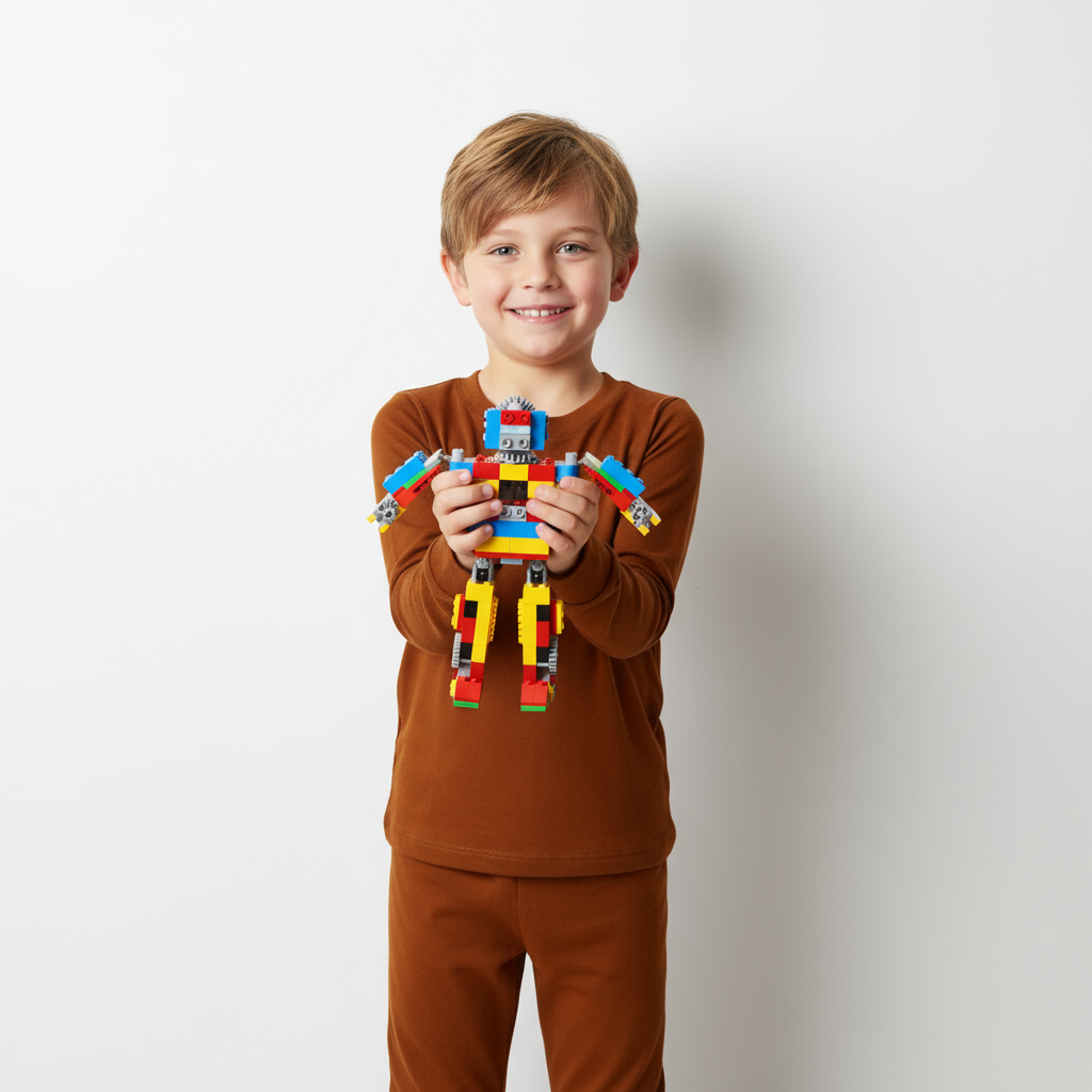 Autumn Orange Two-Piece Pajama Set For Kids