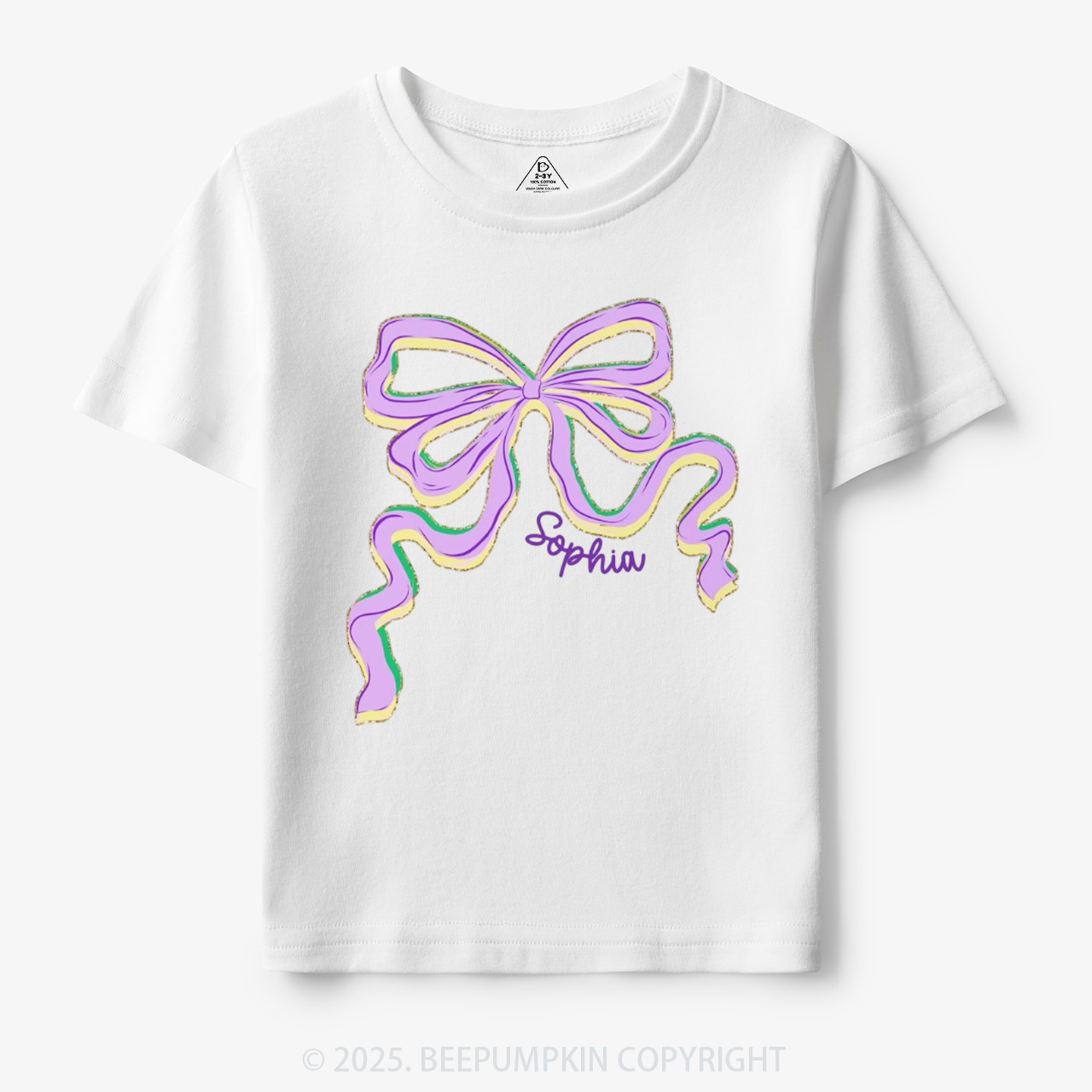 Personalized Sugar Bow Mardi Gras Toddler&Kid's Tees Beepumpkin