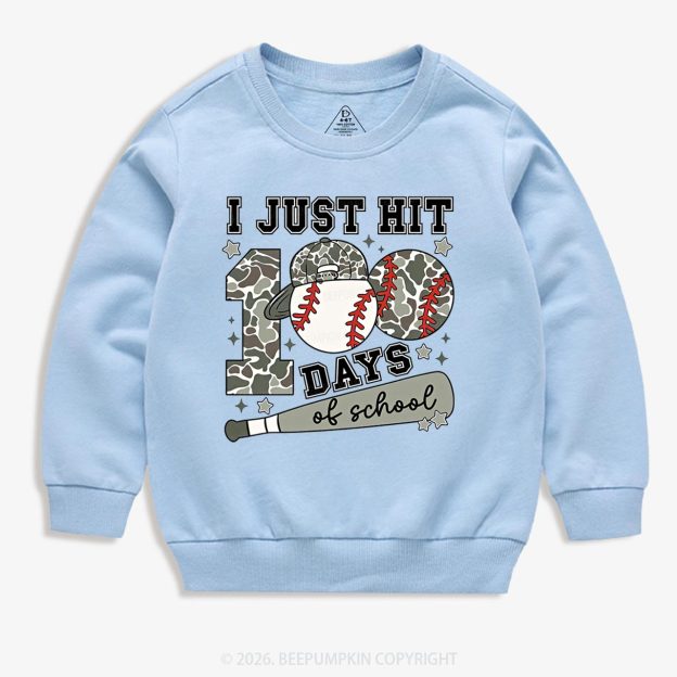 I Just Hit 100 Days Baseball School Toddler&Kid's Sweatshirt
