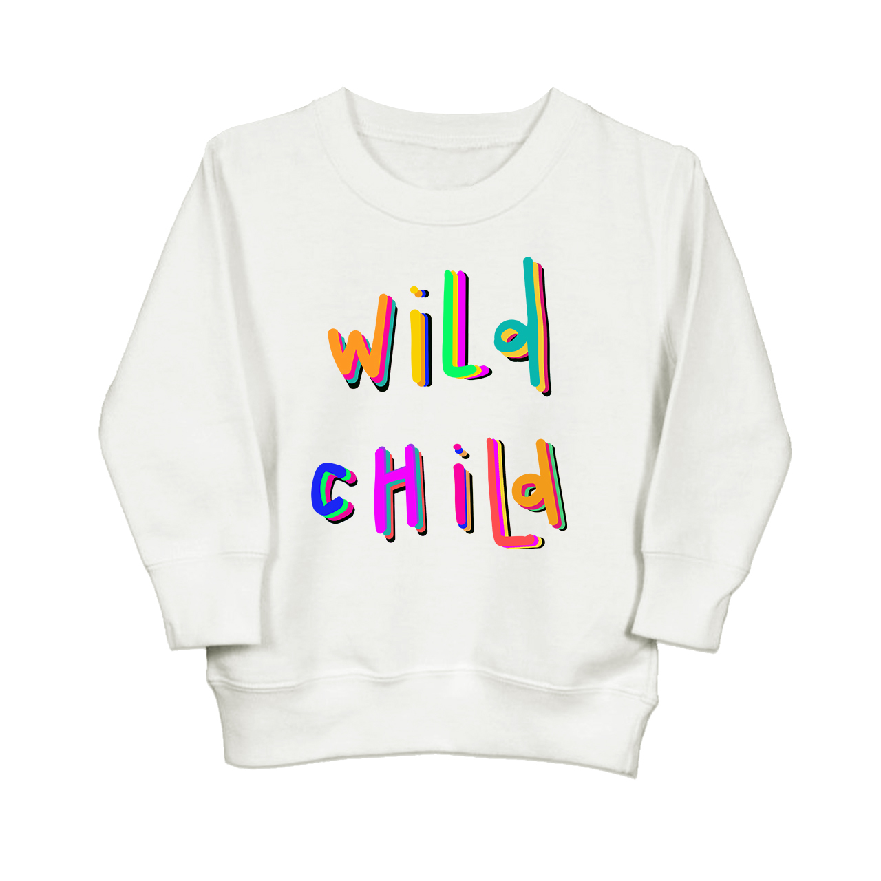 Wild Child Colorful Font Kids Sweatshirt  Sale-Beepumpkin™