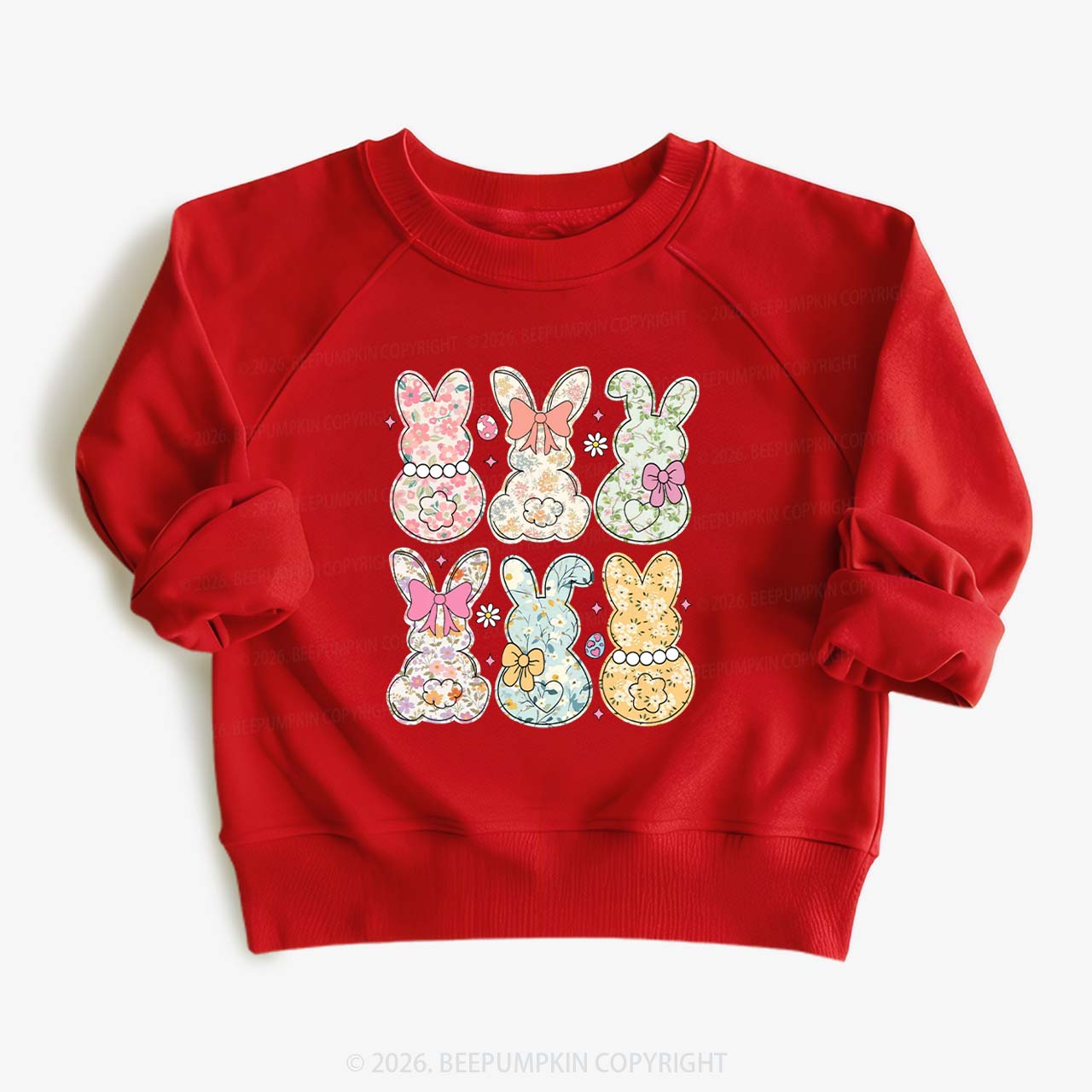 Vintage Spring Floral Bunny Bows Kid's Sweatshirt