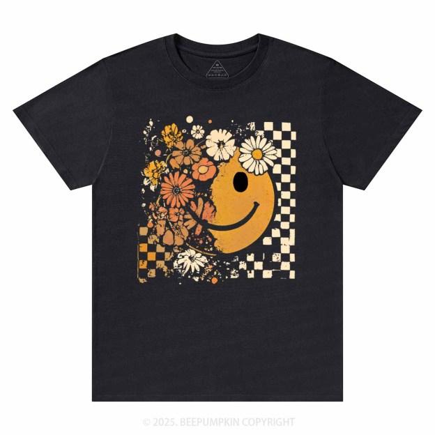 Floral Fall Smiley Face T-Shirts Beepumpkin 