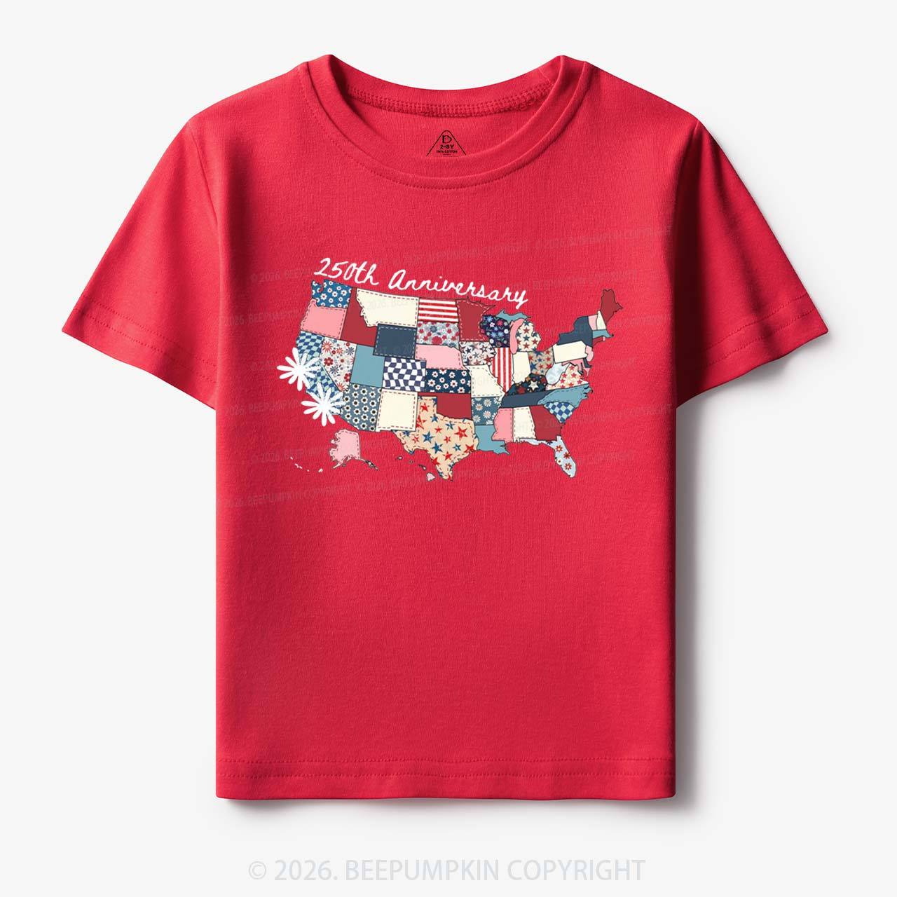 US 250 Years Patriotic Patchwork Toddler&Kid's Tees