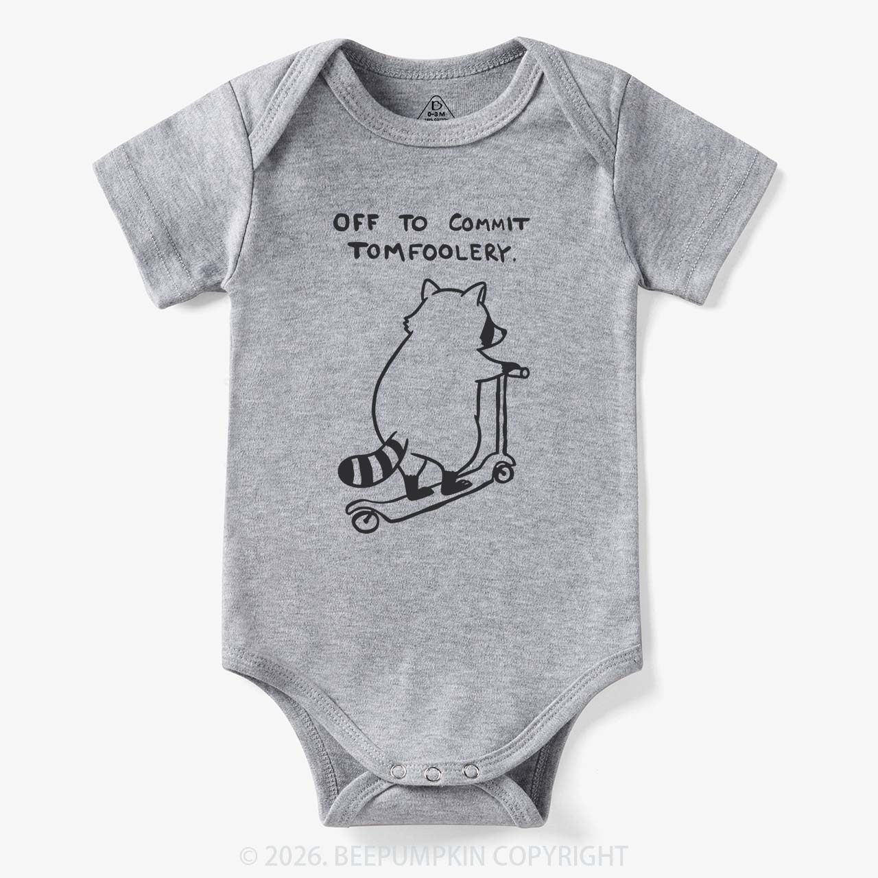 Off To Commit Tom Foolery Silly Raccoon Bodysuit