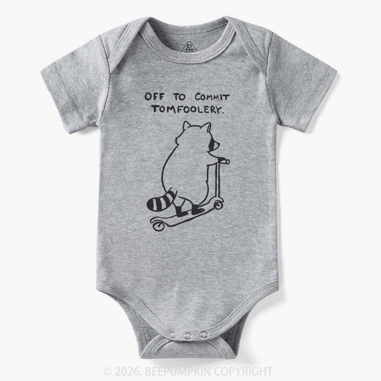 Off To Commit Tom Foolery Silly Raccoon Bodysuit