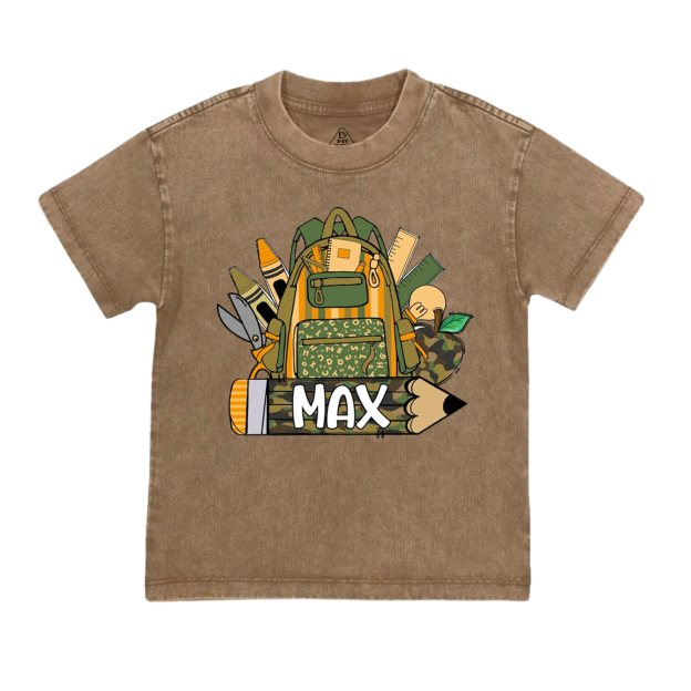 Personalized Name Camouflage School Bag Toddler&Kids Washed Tees