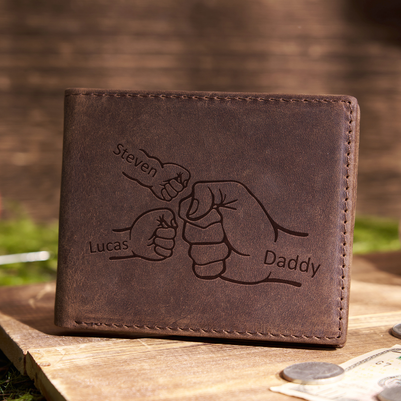 Personalized Cute Picture Wallet Gift For Dad