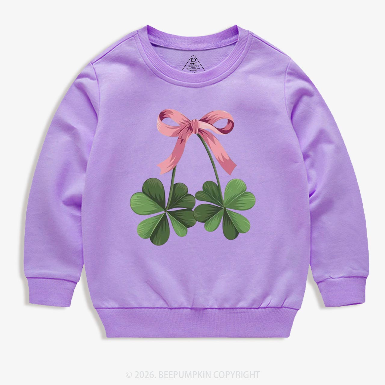 Lucky Shamrock Bow St Patrick's Day Kid's Sweatshirt