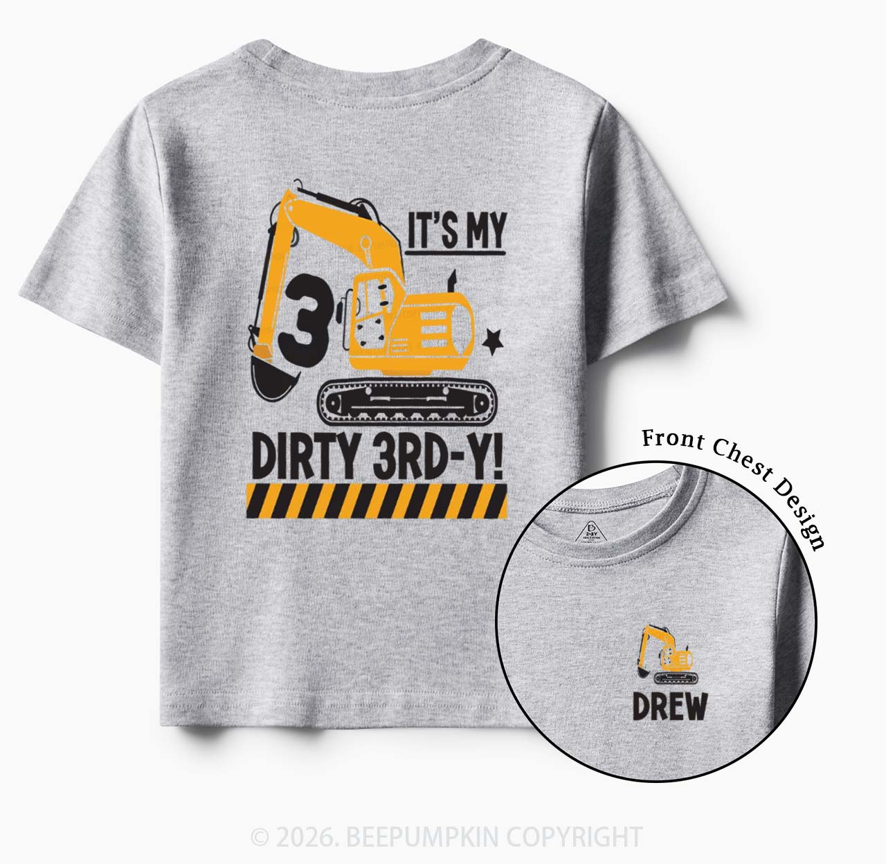 Personalized Dirty Excavator Truck Birthday Toddler&Kid's Tees