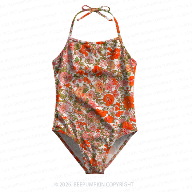 Bloom Garden Girls Halter Tie Swimsuit