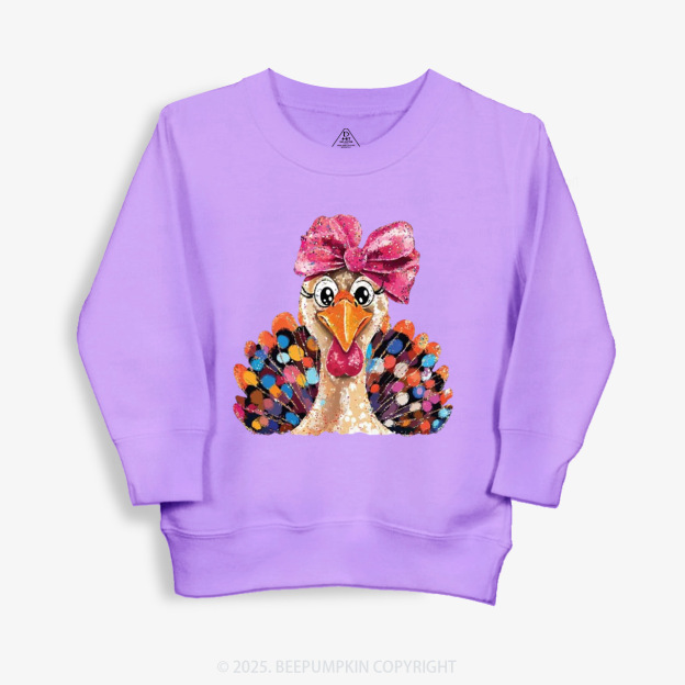 Turkey At The Table Thanksgiving Kid's Sweatshirt
